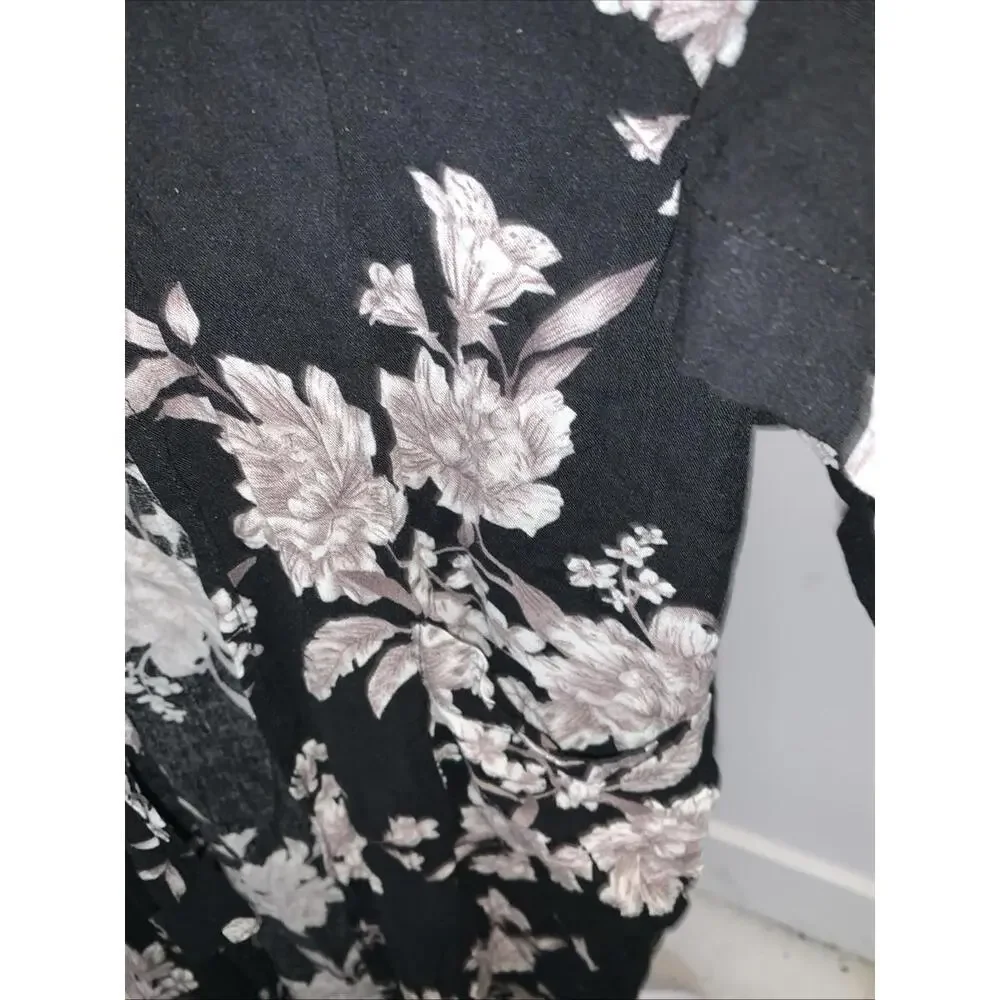 Spiritual‎ Gangster Maya Kimono Black Floral Tie Front One Size 100% Rayon Robe